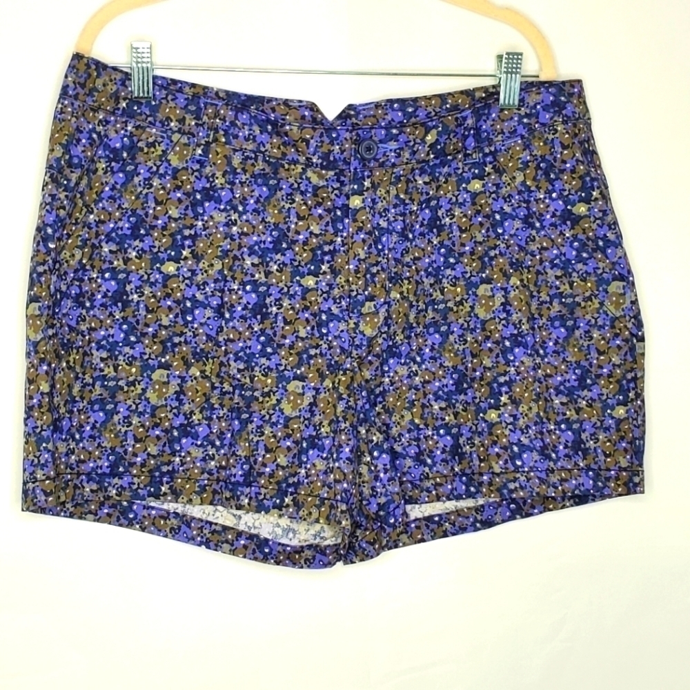 Columbia Floral Print‎ 4" Cotton Shorts Size 16 Pockets Zip Fly Casual Festival